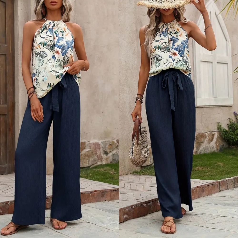 Women's Green Two-Piece Pants Set - Picture 8 of 12